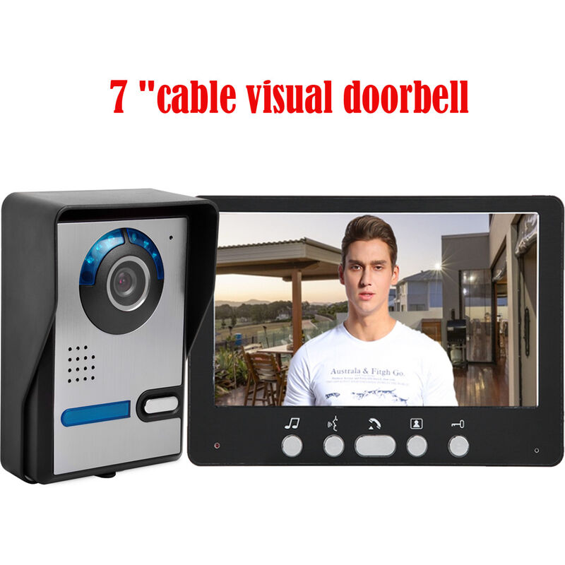 7 pouces câblé visuel doorbell Villa Home Building set système d'interphone bidirectionnel imperméable à l'eau vision nocturne infrarouge,2pcs