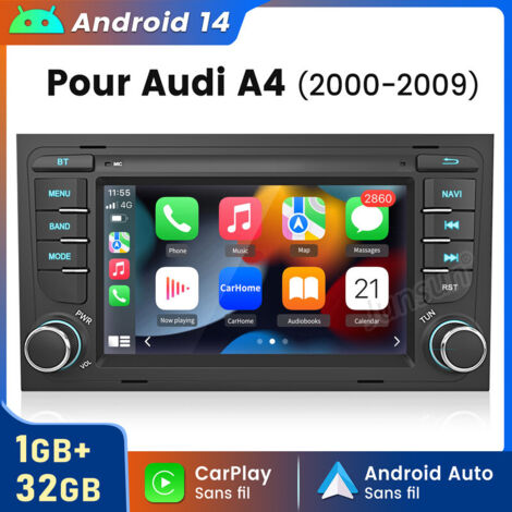 7 pouces Carplay Autoradio pour Audi A4 2000-2009 Android 1+32GB JUNSUN