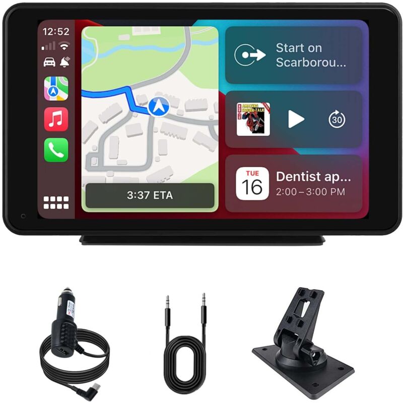 7 Pouces Ecran Voiture avec Carplay sans Fil Android Auto, Écran Tactile IPS Autoradio Car Play avec Assistant Vocal, Mirror Link, Navigation en