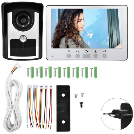 7 pouces TFT fil sonnette visuelle interphone vidéo porte cloche sécurité à domicile prise ue 110V-240V