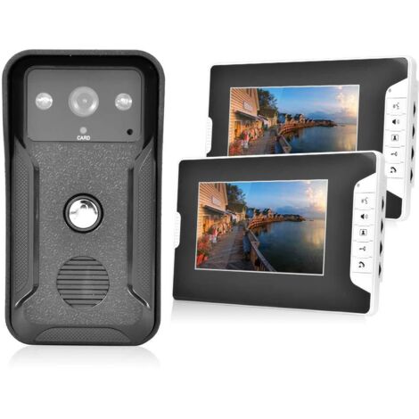 7 pouces vido sonnette camra vido porte tlphone 2 units avec carte d'identit de vision nocturne systme d'interphone de scurit domicile prend en charge l'interphone vocal(EU)