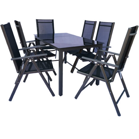 7 pz. Alu set da giardino gruppo posti 140SW 76x140x80 - VCM