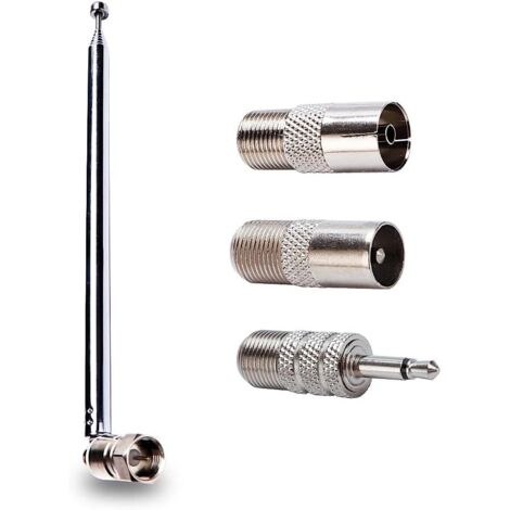 7-Section Telescopic FM Antenna 75 Ohm, FM Radio Antenna HiFi Chain Antenna for Mini Receiver, Dab AM FM Receiver 75 Ohm, Compatible with Denon, Roberts, Marantz, Yamaha, Pioneer