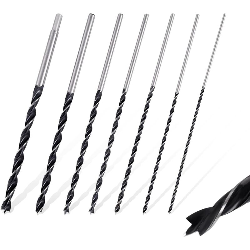 Image of 7 Stück 300 mm Holzbohrer, lange Spiralbohrer, Durchmesser 4–12 mm, für Weich- und Hartholz