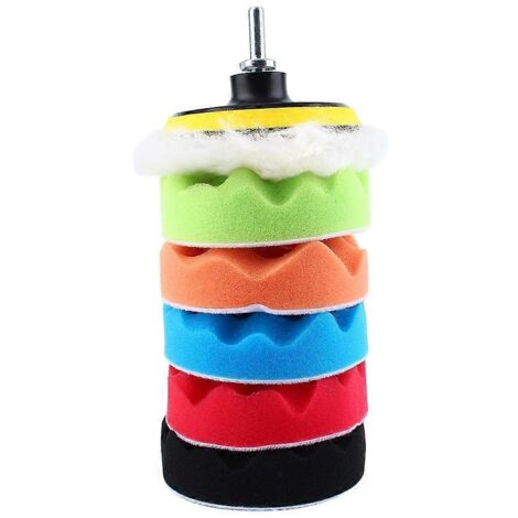 7 tampons de polissage éponge 5 pouces, kit de lustrage et cirage pour voiture, adaptateur M14 pour perceuse, ensemble de 7 pièces pour ponceuse