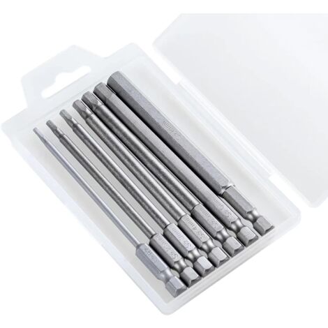 7-teilige Sechskant-Schraubendreher-Bits, lange Sechskant-Bits, H2, H2,5, H3, H4, H5, H6, H8 Sechskant-Schraubendreher-Bits, 100 mm lang, 1/4 Zoll Sechskantschaft, magnetischer Stahl S2