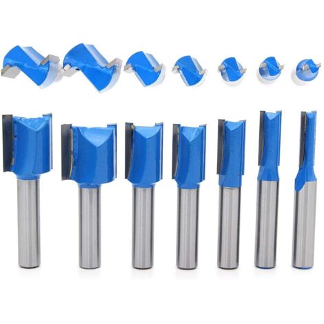 7-teiliger gerader Fräser mit 8 mm Schaft, 6 mm, 8 mm, 10 mm, 12 mm, 14 mm, 18 mm, 20 mm Durchmesser, Fräser für die Holzbearbeitung, gerader Schnitt, bündiger Schnitt, Musterfräser für die Holzbearbe