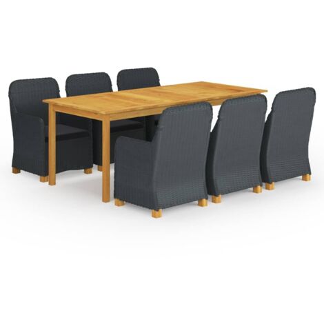 7-teiliges Garten-Esszimmer-Set Dunkelgrau