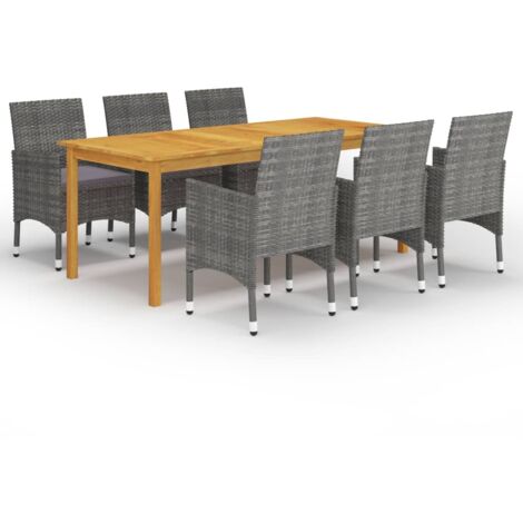 7-teiliges Garten-Esszimmer-Set Grau