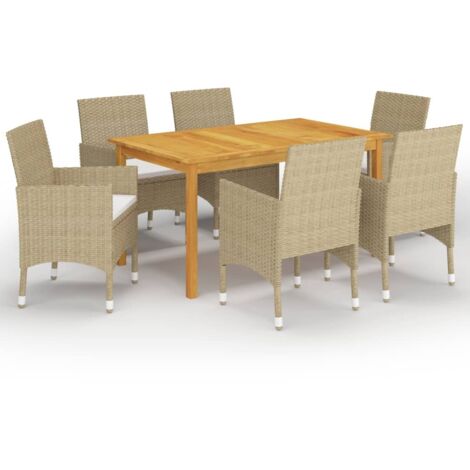7-teiliges Gartenmöbelset Beige