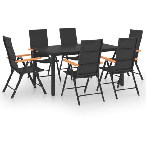 7-teiliges Gartenspeisezimmer Set Schwarz und Braun
