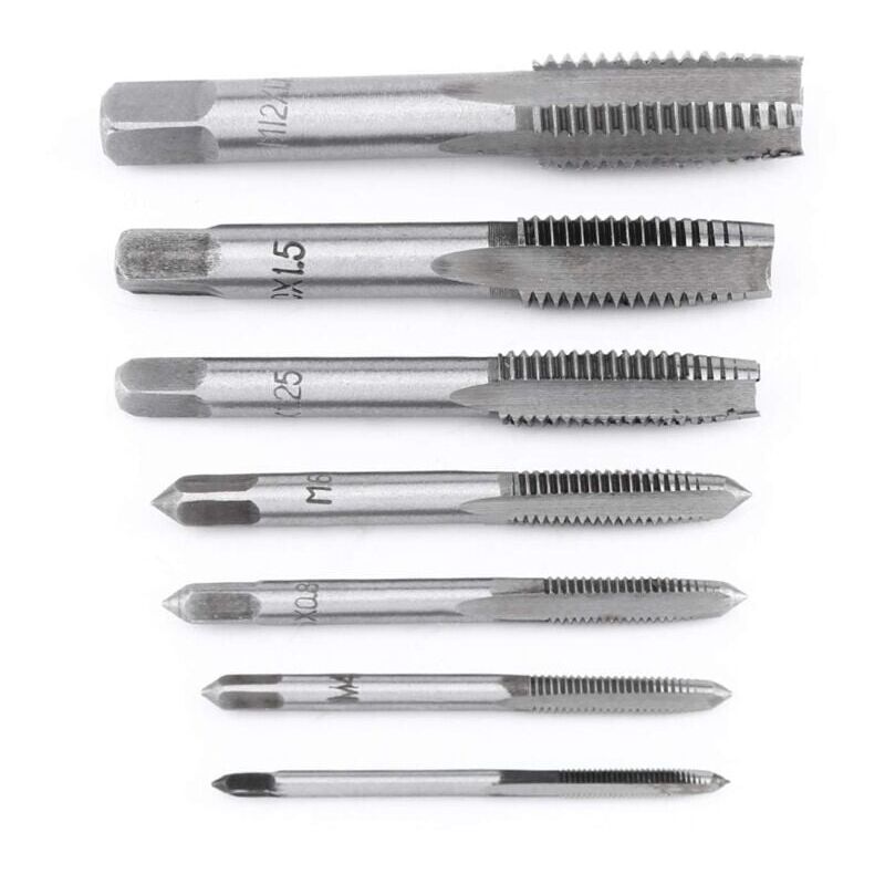 Image of 7-teiliges Gewindebohrer-Set aus metrischem Lagerstahl, Gewindebohrer aus Lagerstahl, M3-M12
