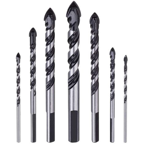 7-teiliges Hartmetall-Steinbohrer-Set für Porzellan, Fliesen, Beton, Ziegelwände, Glas, Spiegel, Kunststoff, Mauerwerk und Holz (3 4 5 6 8 10 12 mm)