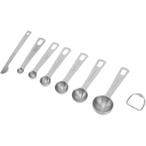 7-teiliges Messlöffel-Set aus Edelstahl mit Aufbewahrungsring für Küche und Backen