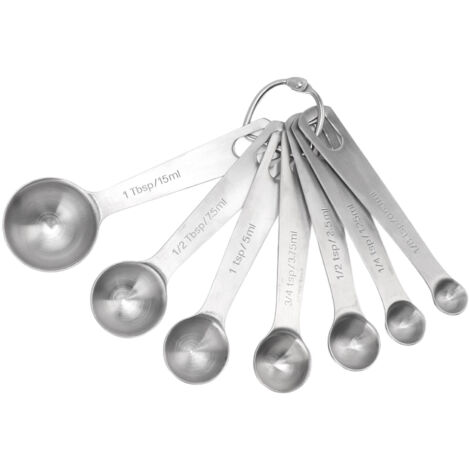 7-teiliges Messlöffelset aus Edelstahl, kleine Messlöffel für Pulver oder Flüssigkeiten, Backutensil