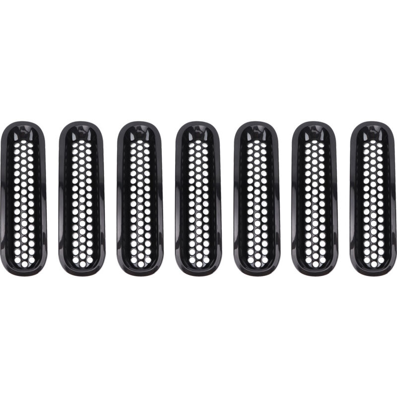 Image of 7-teiliges schwarzes Auto-Frontstoßstangengitter, passend für Jeep Wrangler JK 2007–2017