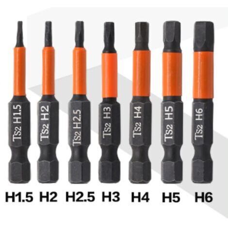 7-teiliges Set 50-mm-Inbus-Schraubendreherbits mit Sechskantschaft aus S2-Stahl, 1/4-Zoll-Schaft, magnetische Schraubendreherbits