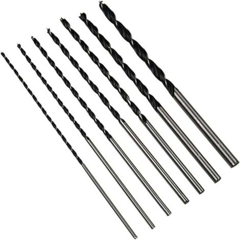 7-teiliges Set langer Holzbohrer, HSS-G Holzbohrer-Set, Holzbohrer Ø 4 mm, 5 mm, 6 mm, 7 mm, 8 mm, 10 mm, 12 mm x 300 mm lang, für Holz