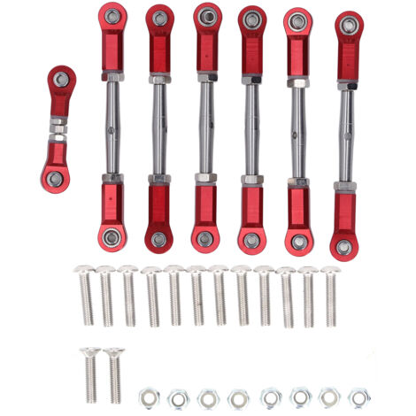 7-teiliges Set verstellbarer Metall-Lenkstangen für Traxxas 1/10 RC-Cars, rotes Spurstangenset