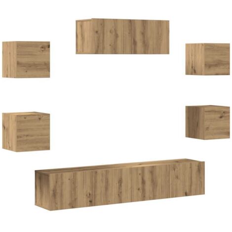 7-teiliges TV-Schrank-Set Wandmontage Artisan Eiche vidaXL