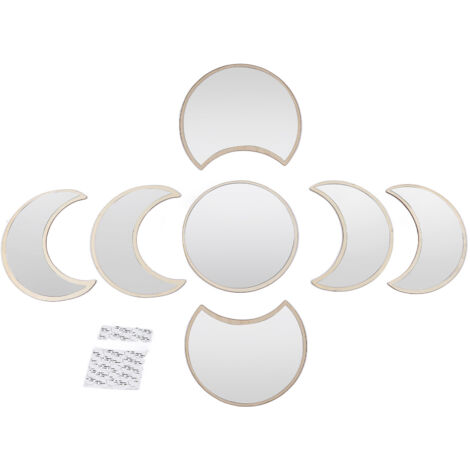 7-teiliges Wanddekor-Set mit Mondspiegelmotiv für Badezimmer und Schlafzimmer, Silber