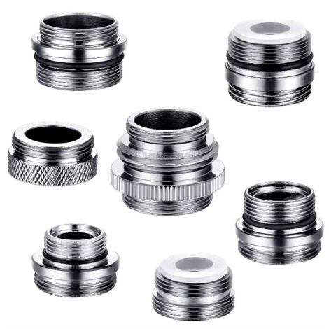 7-teiliges Wasserhahn-Adapter-Set, Messing-Spülbeckenbelüfter-Adapter, Wasserhahn-Adapter männlich/weiblich zum Anschluss von Gartenschlauch, Wasserfilter