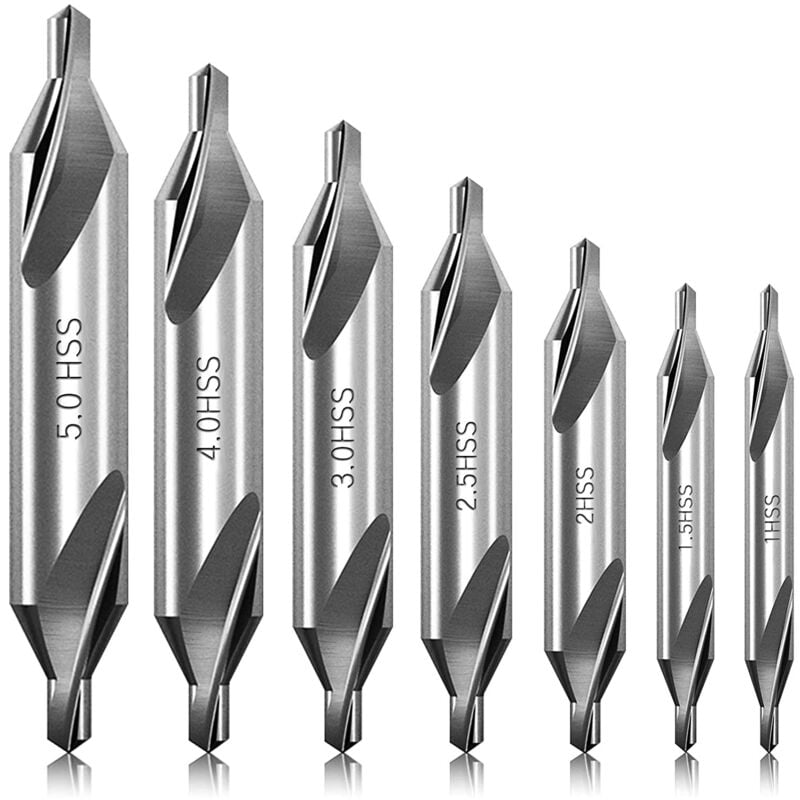 Image of 7 Teiliges Zentrier Bohrer Set 60 Grad Zentrums Senk Werkzeuge für die Metall Bearbeitung