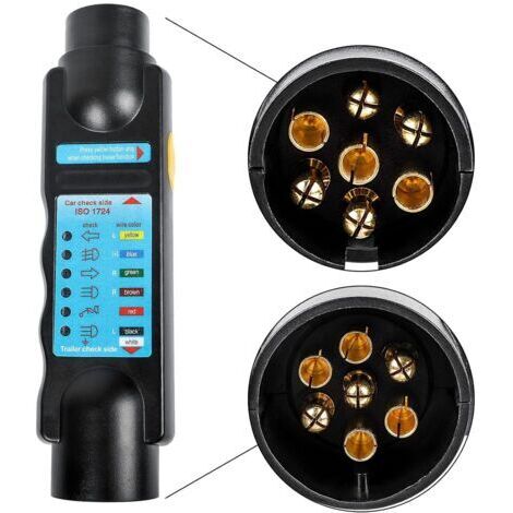 7 Testeur de prise de prise de remorque à broches - Testeur de lumière de remorque 12 V à 7 broches Outil de test de diagnostic de circuit de câblage de remorque