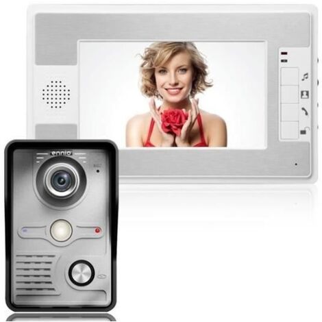 7' ' TFT LCD 1 + 1 Portier Sonnette Visuelle Visiophone interphone 1 caméra + 1 moniteur IR Vision Nocturne pour Maison