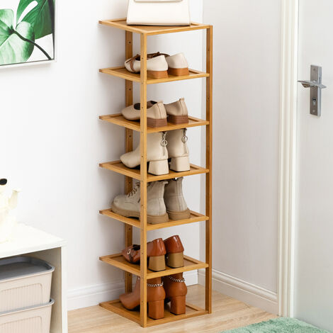 7 Tier Bamboo Shoe Rack Entryway Hallway Shoe Shelf