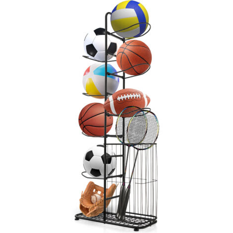 7-Tier Basketball Ball Storage Rack Sports Balls Display Storage Organizer