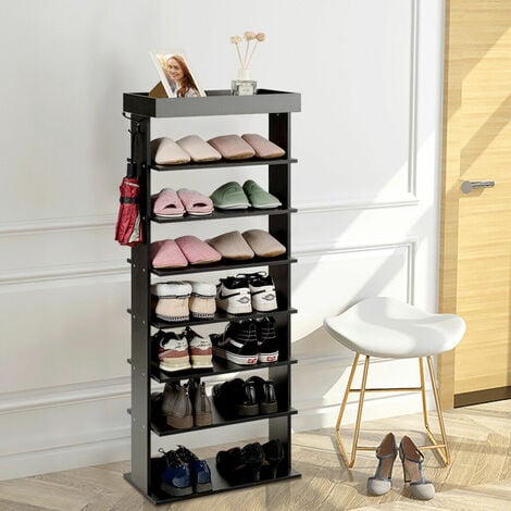7-tier Double Shoe Storage Tower Organiser Unit Home Display Shelf Rack Stand
