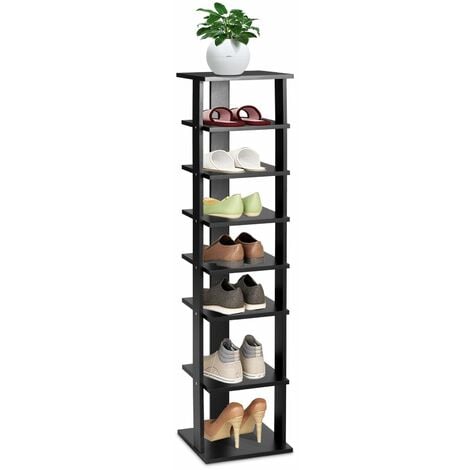 7 Tier Vertical Shoe Rack Tall Narrow Shelf Storage Organizer Slim Shoe Tower