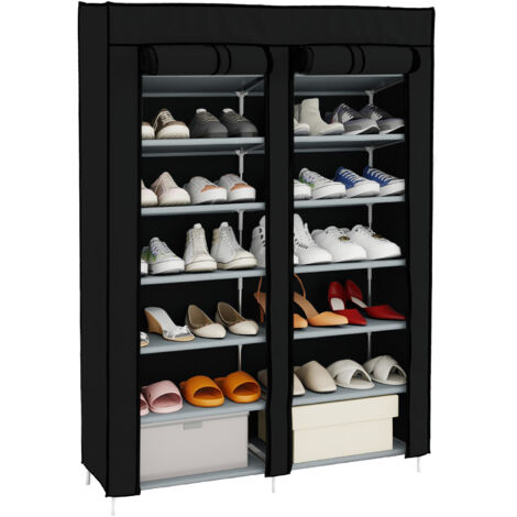 7-Tier Shoe Rack Shoe Storage Cabinet with Dust Cover for 28 Pairs Shoes, Shoe Rack Standing for Living Room Hallway Shoe Organiser with Dustproof Cover 128 x 89 x 27cm(Gray)