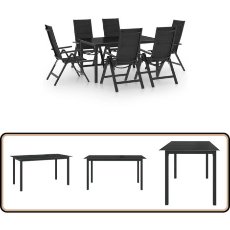 7-tlg. Garten-Essgruppe Aluminium Anthrazit - Gartensessel - Esstisch - Gartenmöbel Set - Aluminium Gartenmöbel - Outdoor Esszimmer