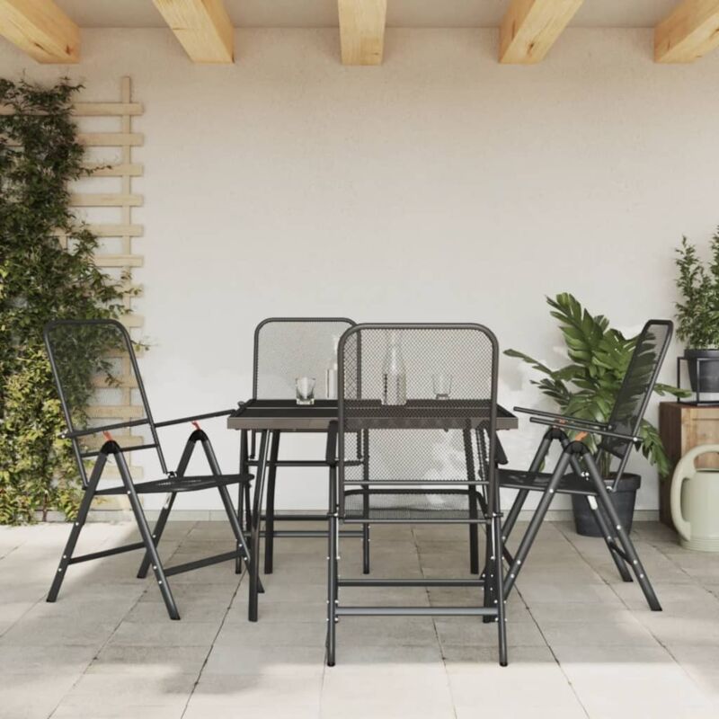 Vidaxl 5-tlg. Garten-essgruppe Anthrazit Streckgitter