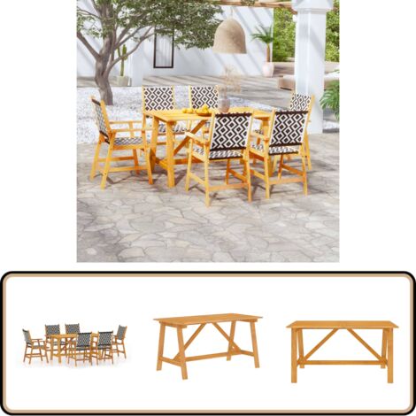 7-tlg. Garten-Essgruppe Massivholz Akazie - Gartenmöbel - Essgruppe - Holztisch - Gartentisch - Akazientisch