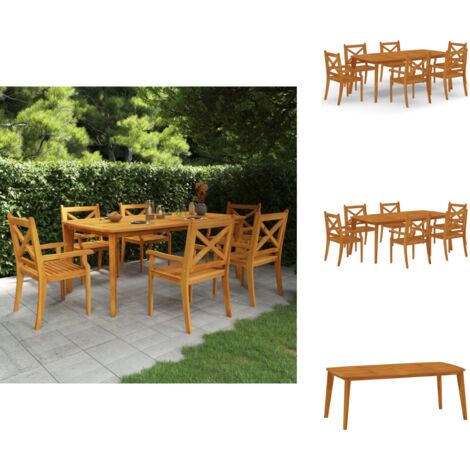 7-tlg. Garten-Essgruppe Massivholz Akazie - Gartentisch - Gartenstuhl - Esstisch - Gartenmöbelset - Holztisch