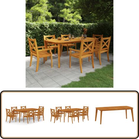 7-tlg. Garten-Essgruppe Massivholz Akazie - Gartentisch - Gartenstuhl - Esstisch - Gartenmöbelset - Holztisch