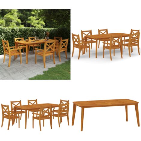 7-tlg. Garten-Essgruppe Massivholz Akazie - Gartentisch - Gartenstuhl - Esstisch - Gartenmöbelset - Holztisch - Home & Living