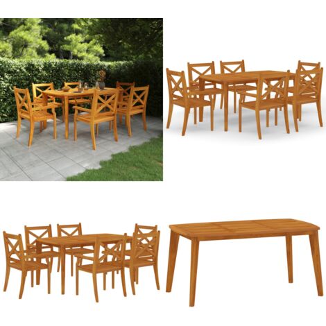 7-tlg. Garten-Essgruppe Massivholz Akazie - Gartentisch - Gartenstuhl - Esstisch - Holztisch - Akazienholzmöbel - Home & Living