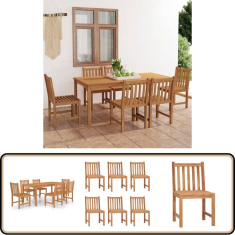 7-tlg. Garten-Essgruppe Massivholz Teak - Holz Essgruppe - Gartentisch - Gartenstühle - Teakholz - Outdoor Möbel