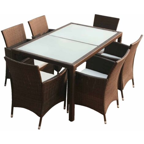 vidaXL Gartenmöbel 17-tlg. Poly Rattan Sitzgruppe Gartengarnitur Braun/Schwarz