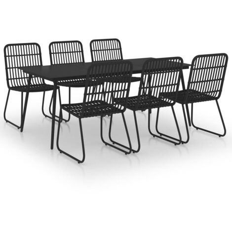 7-tlg. Garten-Essgruppe Poly Rattan und Glas vidaXL