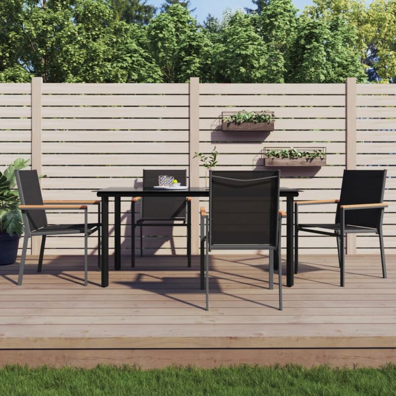 5-tlg. Garten-essgruppe Schwarz Textilene Und Stahl - Vidaxl