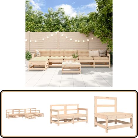 7-tlg. Garten-Lounge-Set Massivholz Kiefer - Gartenmöbel - Loungesessel - Rattan Möbel - Outdoor Furniture - Kiefernholzmöbel