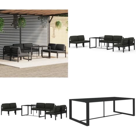 7-tlg. Garten-Lounge-Set mit Kissen Aluminium Anthrazit - Aluminiummöbel - Gartenmöbel