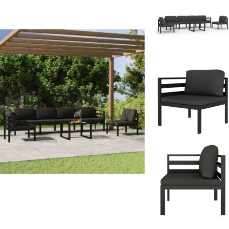 7-tlg. Garten-Lounge-Set mit Kissen Aluminium Anthrazit - Garten Lounge Set - Loungesessel - Outdoor Möbel - Gartenmöbel - Alu Gartenmöbel