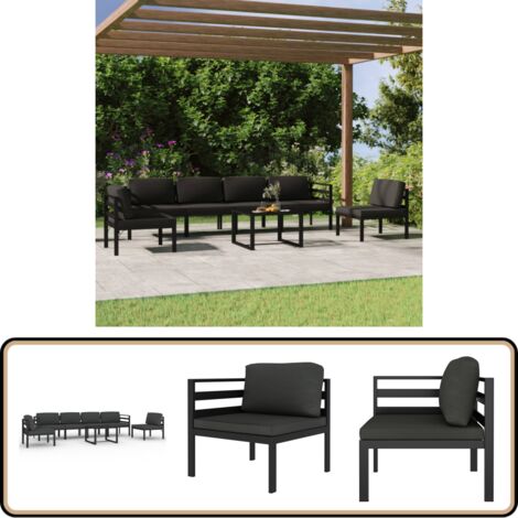 7-tlg. Garten-Lounge-Set mit Kissen Aluminium Anthrazit - Garten Lounge Set - Loungesessel - Outdoor Möbel - Gartenmöbel - Alu Gartenmöbel
