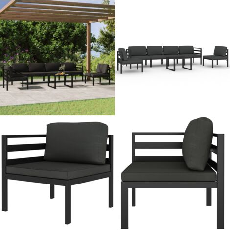 7-tlg. Garten-Lounge-Set mit Kissen Aluminium Anthrazit - Garten Lounge Set - Loungesessel - Outdoor Möbel - Gartenmöbel - Alu Gartenmöbel - Home & Living